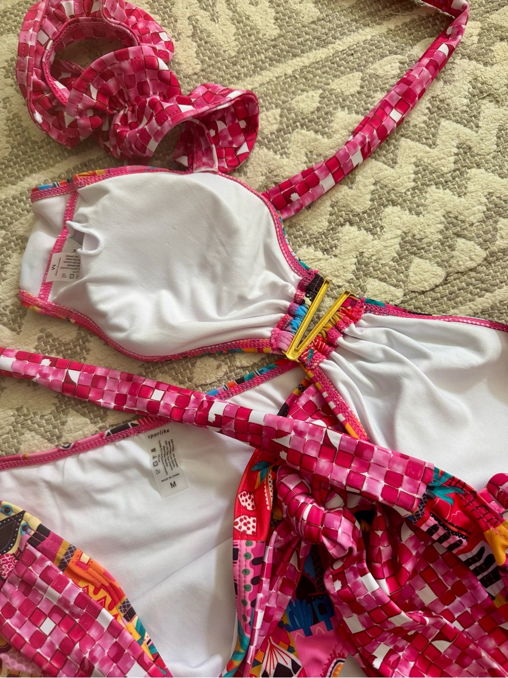 Vibrant Pink Multi-Color Printed Bikini Set - Picture 3 of 3